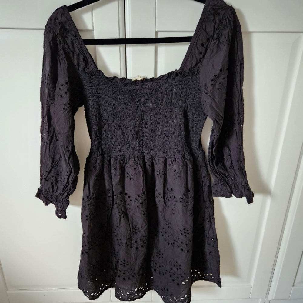 REBELLION Black embroidered dress Size M